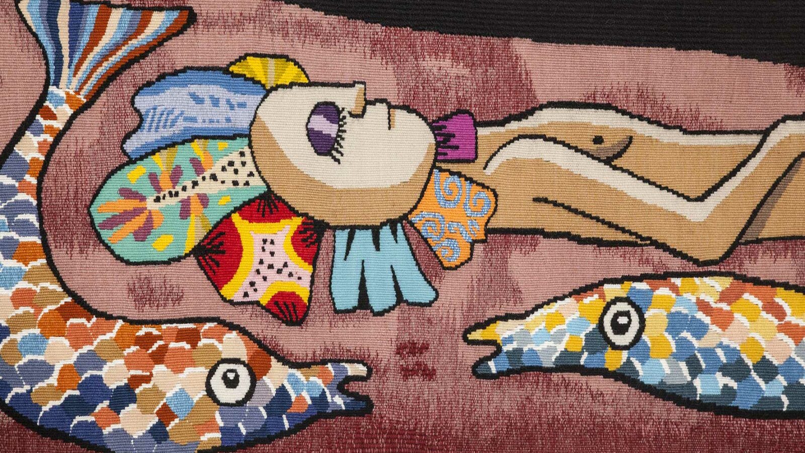 Détail de la tapisserie Paysage Rose