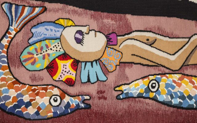 Détail de la tapisserie Paysage Rose