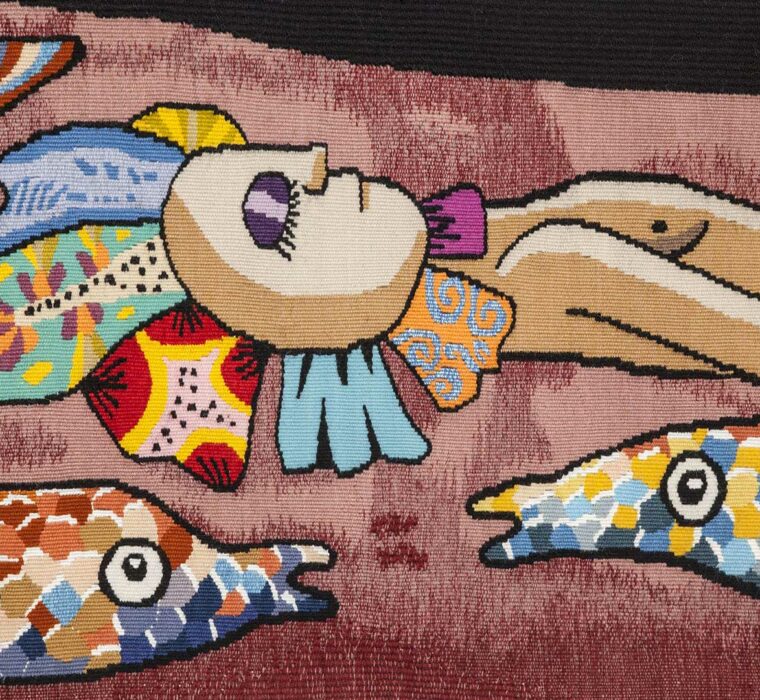 Détail de la tapisserie Paysage Rose